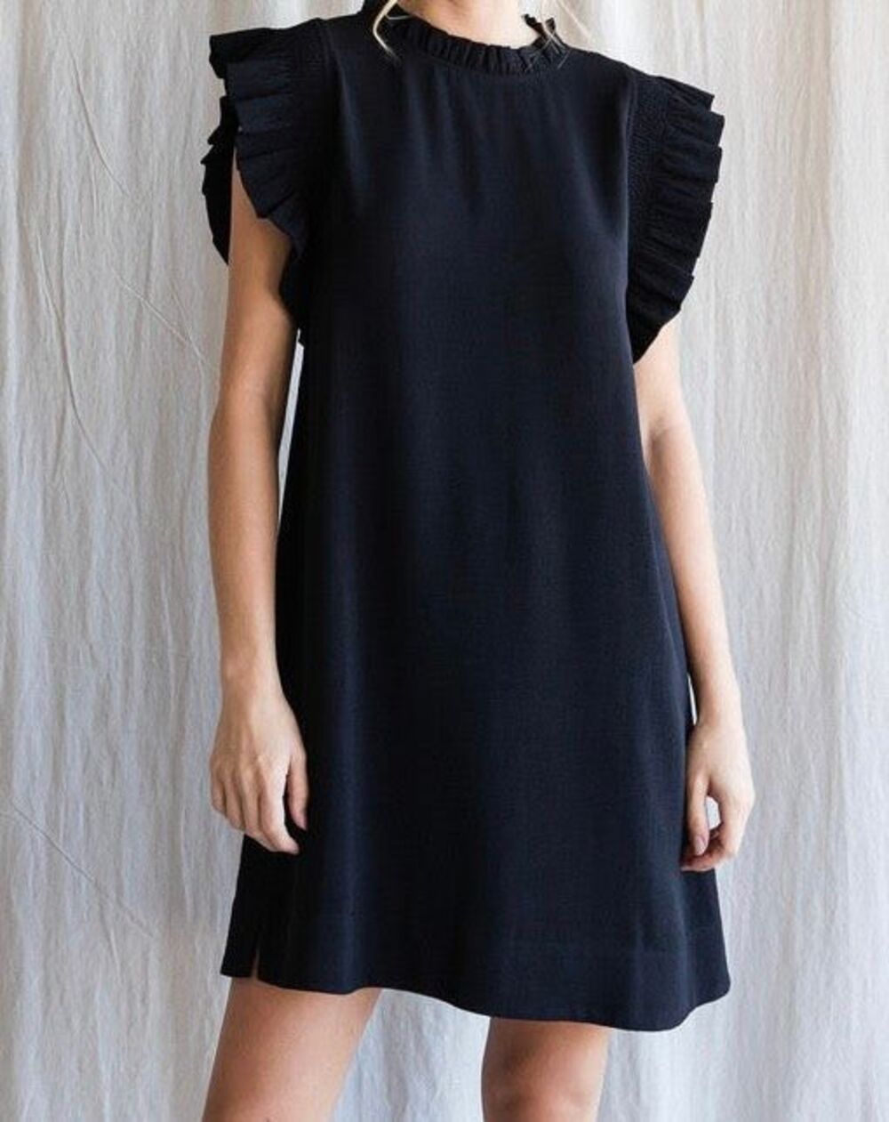 Jodifl Women’s Black Ruffle Sleeve Dress S Medium NEW